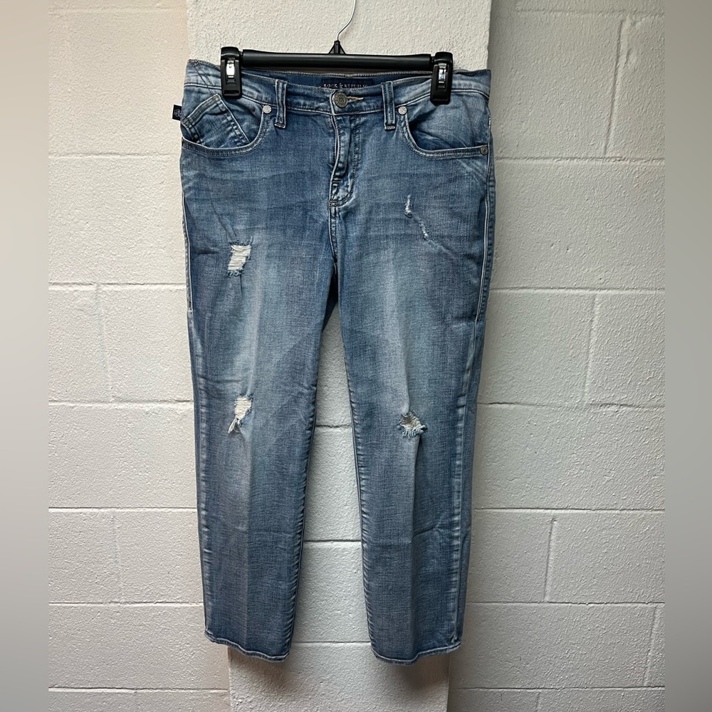Rock & Republic Blue Straight Leg Jeans Distressed - Picture 1 of 6